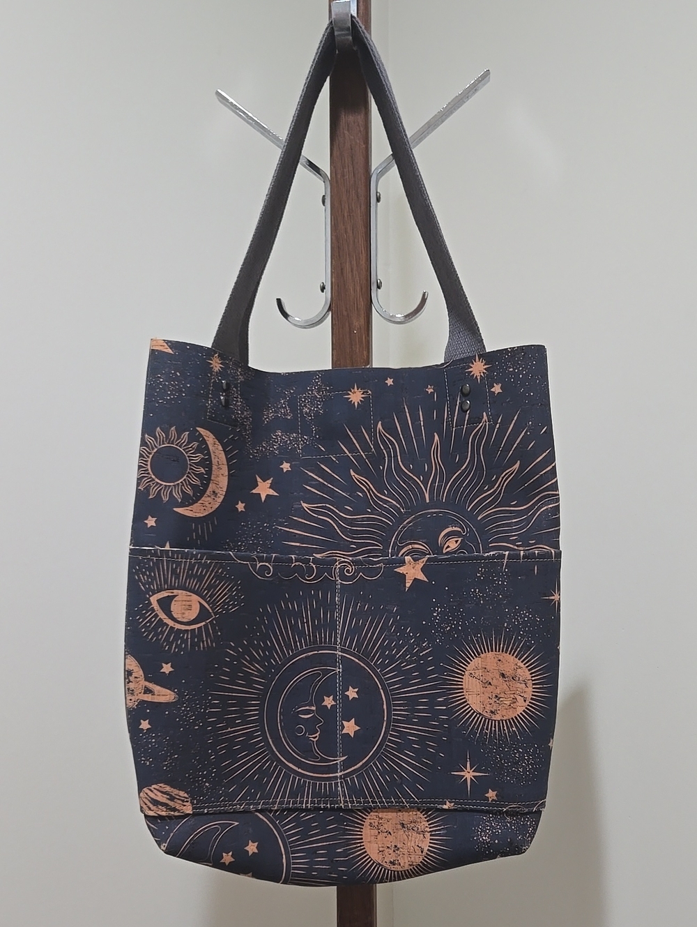 Celestial Sun Moon Stars Handmade Tote Bag